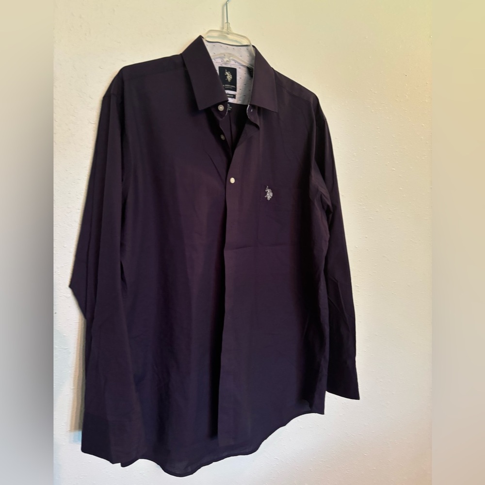 Polo long sleeve dress shirt with stain